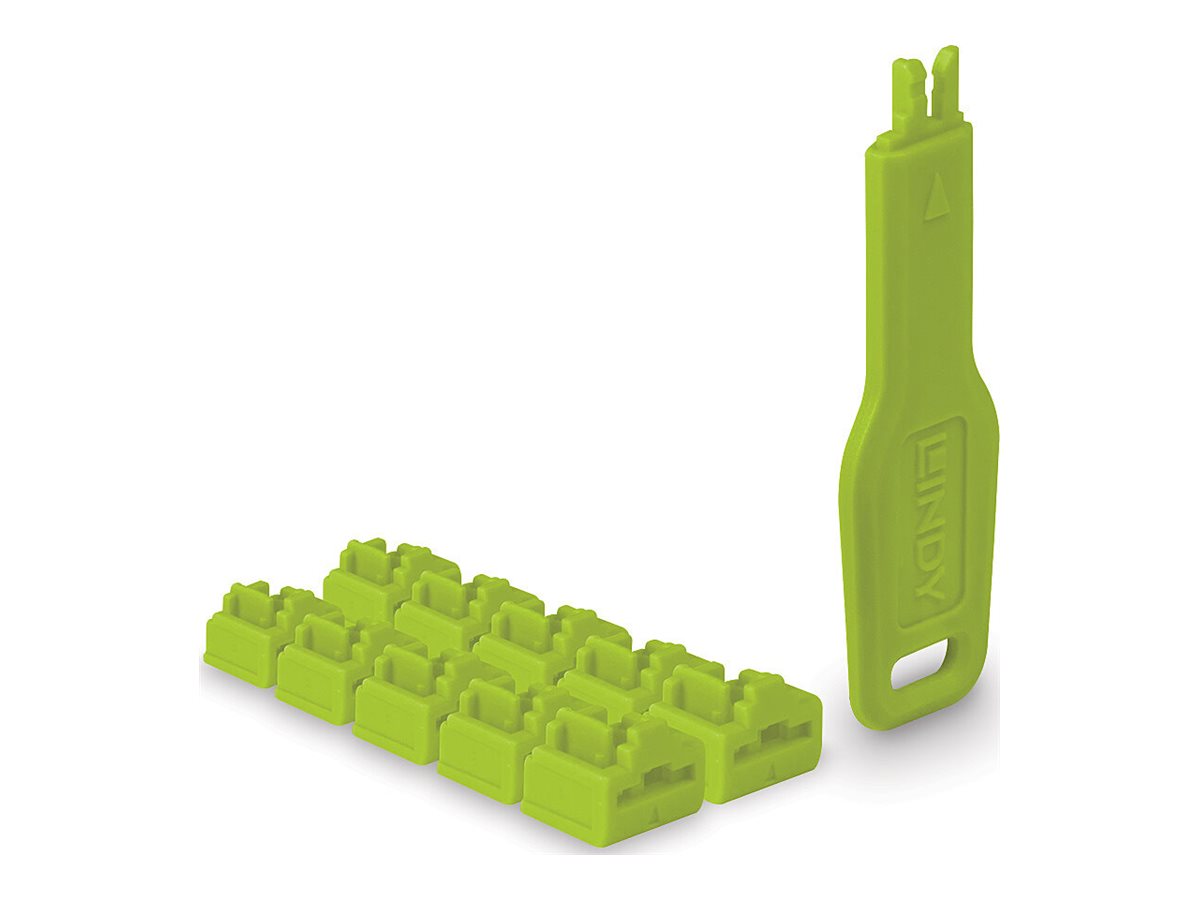 LINDY RJ45 Port SchlÃ¶sser grÃ¼n, 10 Stck + 1 SchlÃ¼ssel