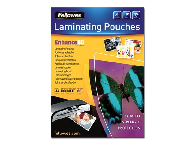 100 Fellowes Enhance80 Laminierfolien matt fuer A4 80 micron