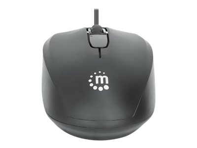 MANHATTAN Comfort II Optische USB-Maus USB-A drei Tasten plus Mausrad 1000 dpi für Links- und Rechtshänder 1,2 m Kabel schwarz