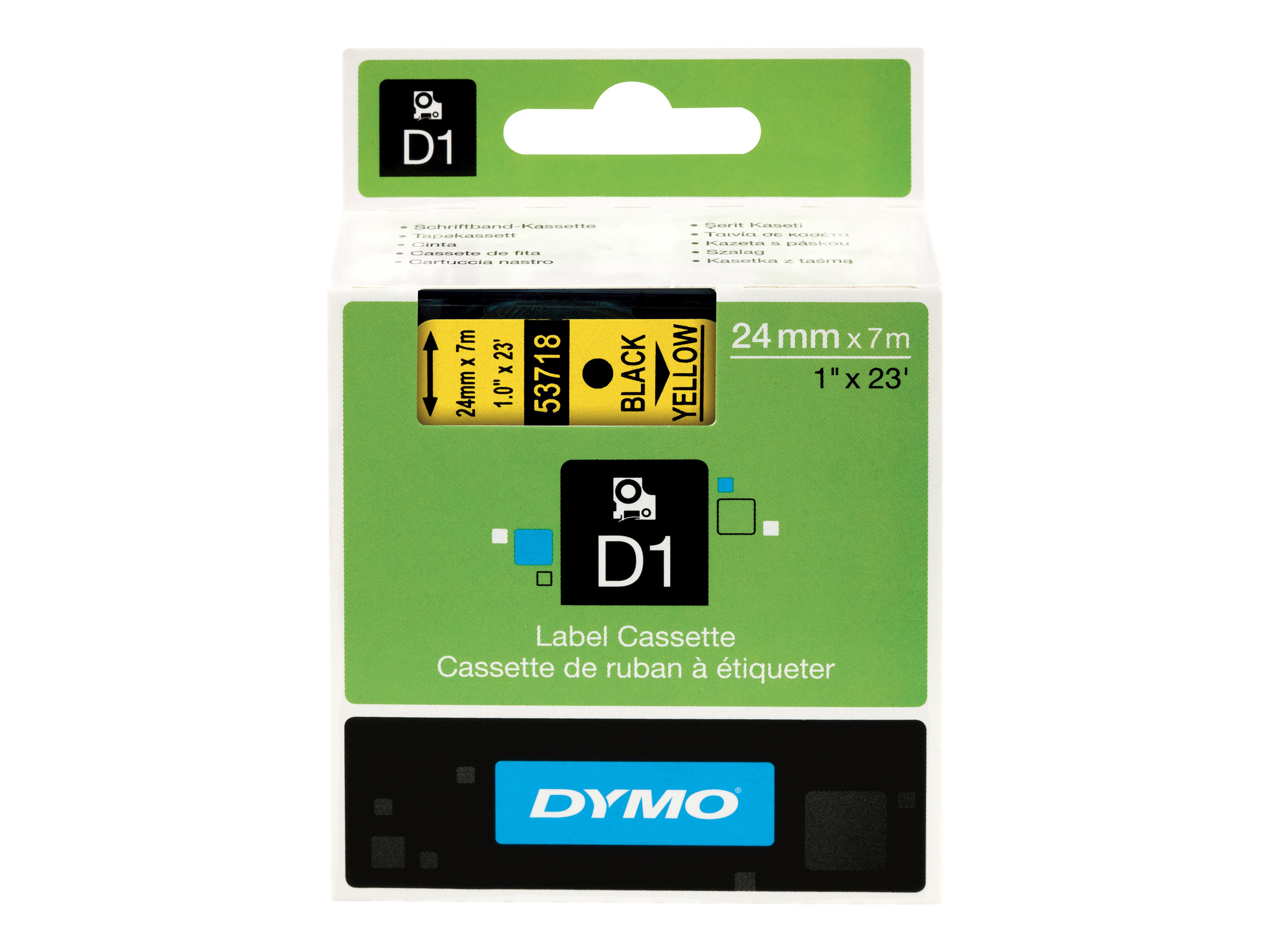 DYMO Schriftband D1 53718 S0720980, 24 mm, schwarz auf gelb, 1 St