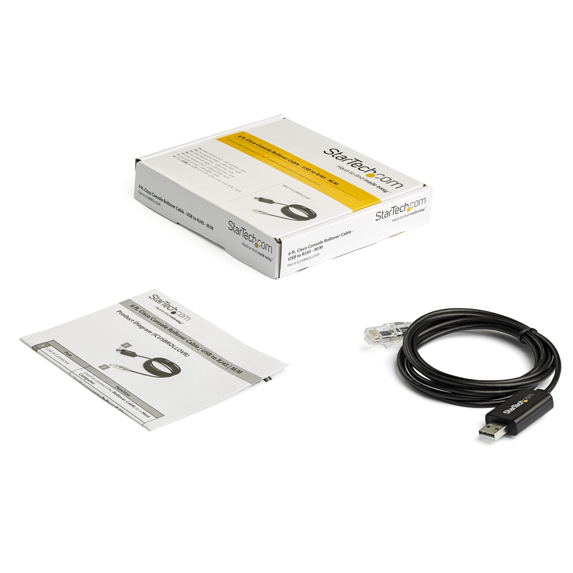 STARTECHCOM 6 ft 18m Cisco USB Console Cable USB to RJ45 Rollover Cable 460Kbps Windows Mac and Linux Compatible MM