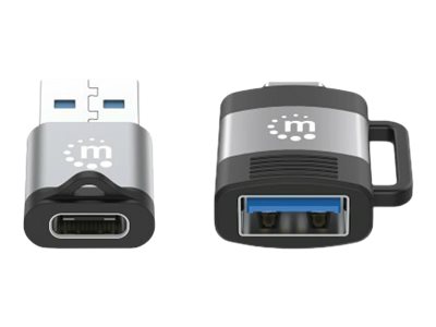 MANHATTAN 2-teiliges Set USB-C auf USB-A-Adapter und USB-A auf USB-C-Adapter USB 3.2 Gen 1 5 Gbit/s 3 A Aluminium schwarz Grau