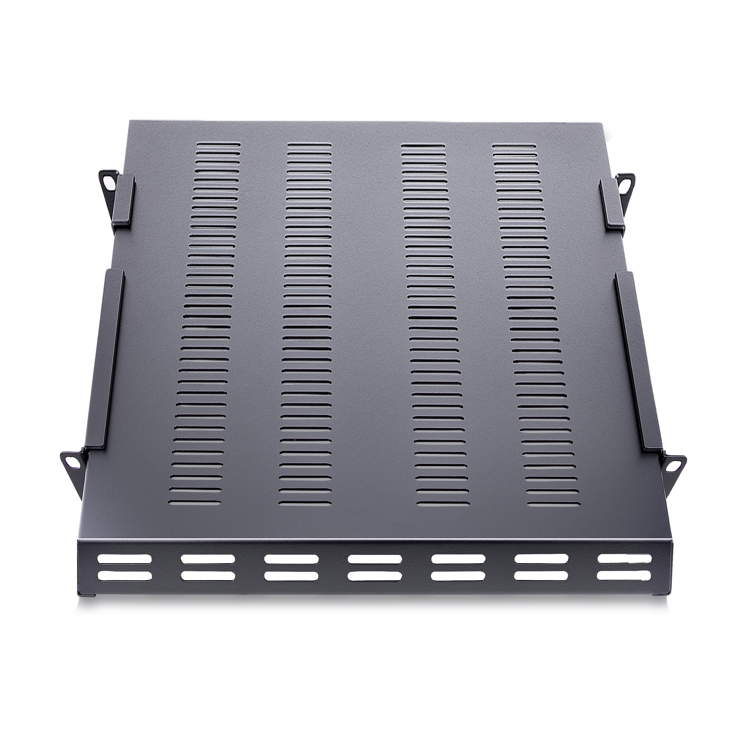 STARTECHCOM 1 HE verstellbarer Schwerlast Fachboden fUer Server Rack Schrank bis 113 Kg Fachboden Serverschrank 1HE belUeftet