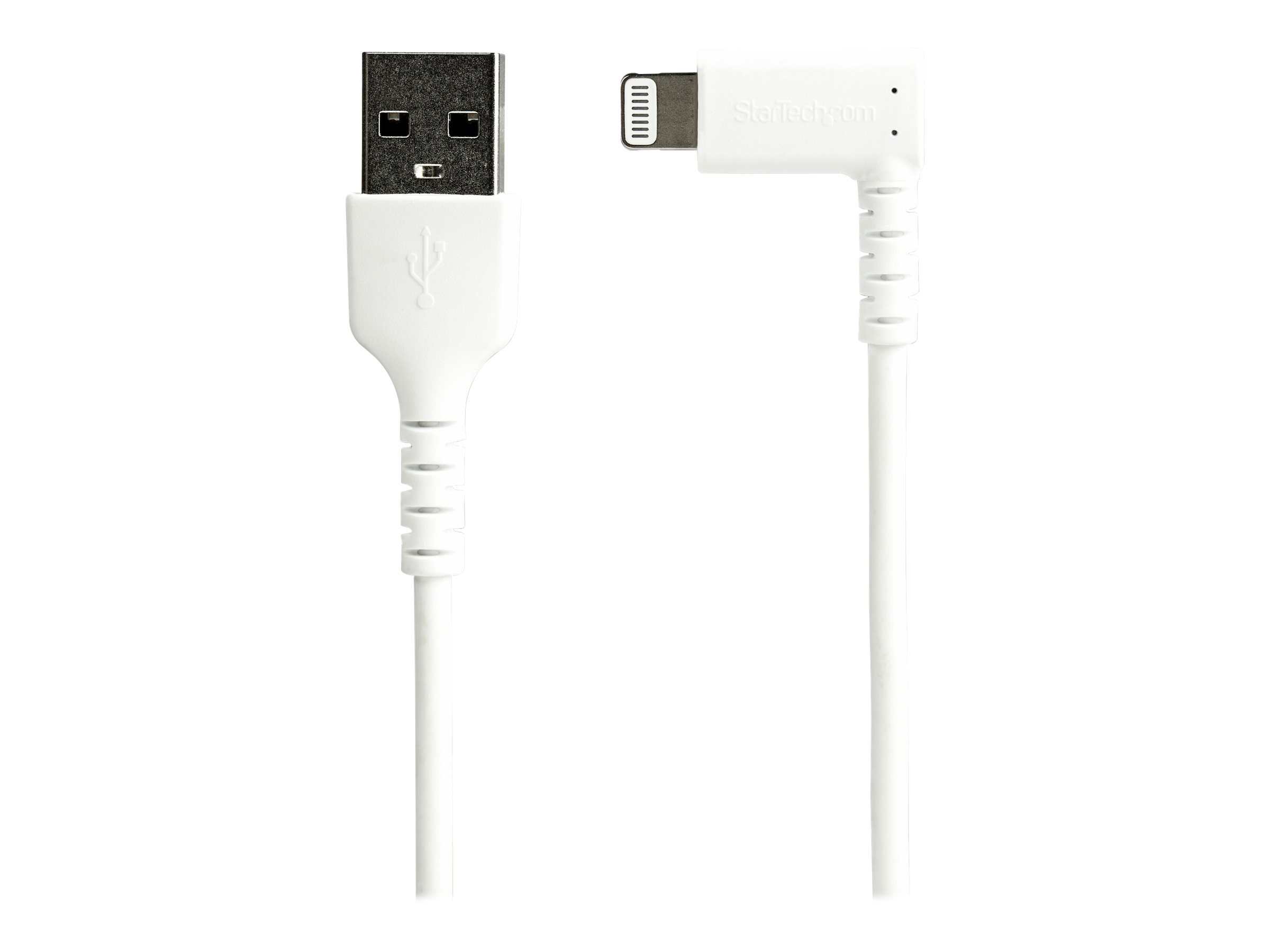 STARTECH.COM 2m / 6.6ft Angled Lightning to USB Cable - Heavy Duty MFI Certified Lightning Cable - White - USB to Lightning