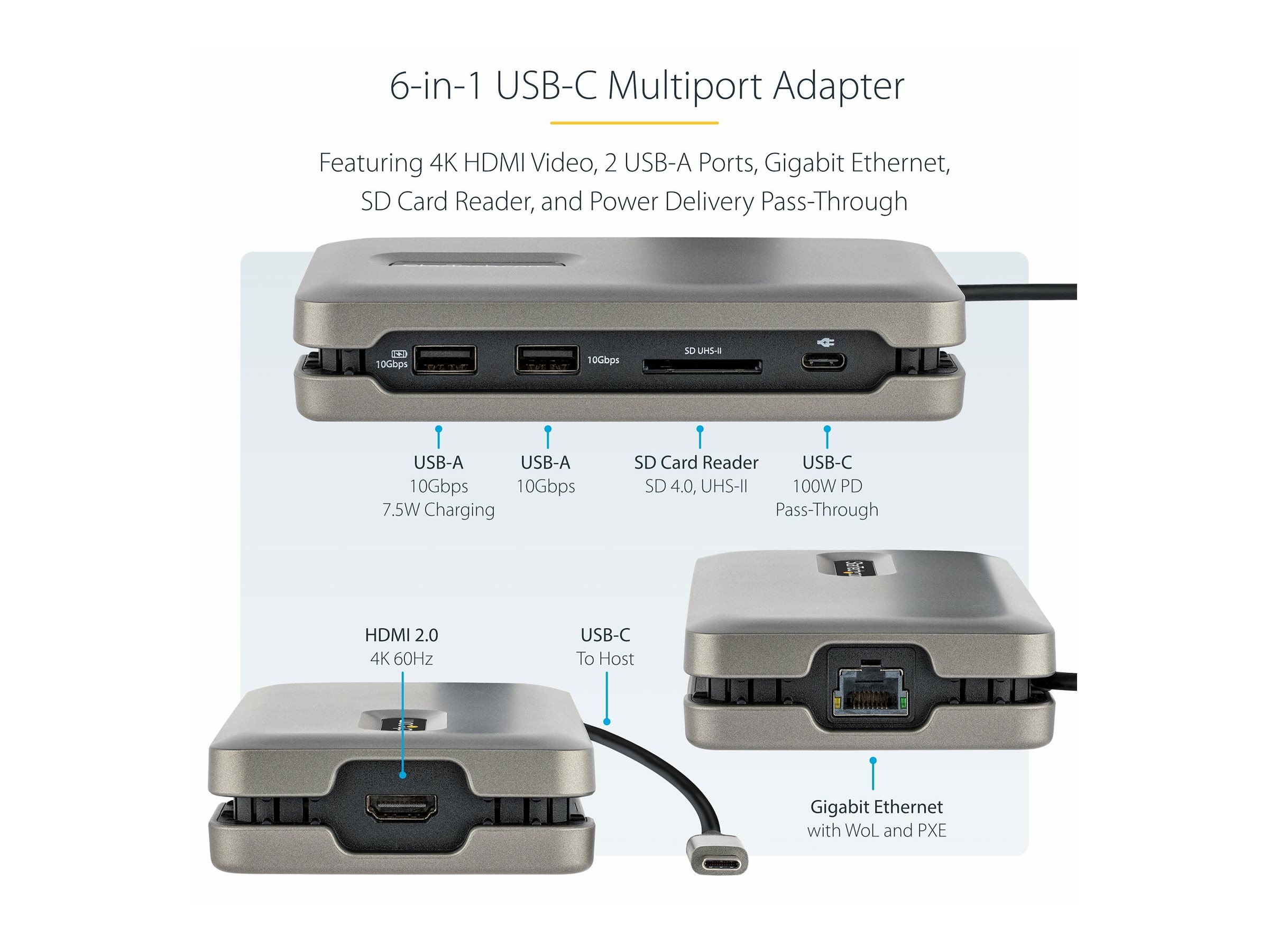 StarTech USB-C Multiport-Adapter 4K 60Hz HDMI USB Hub