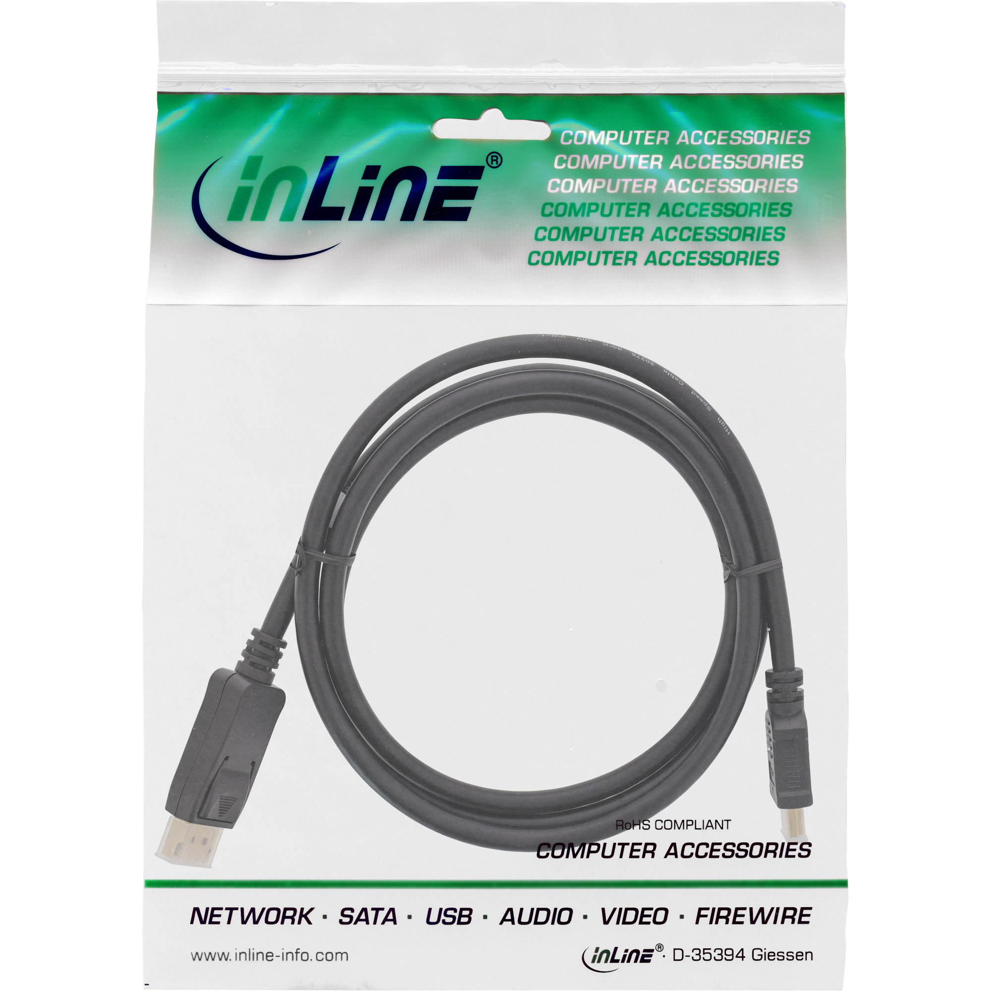 INLINE DisplayPort zu HDMI Konverter Kabel schwarz 3m