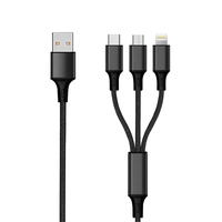 2GO 3in1 USB Ladekabel MicroUSB,Lightn,USBC Nylon 3m sw