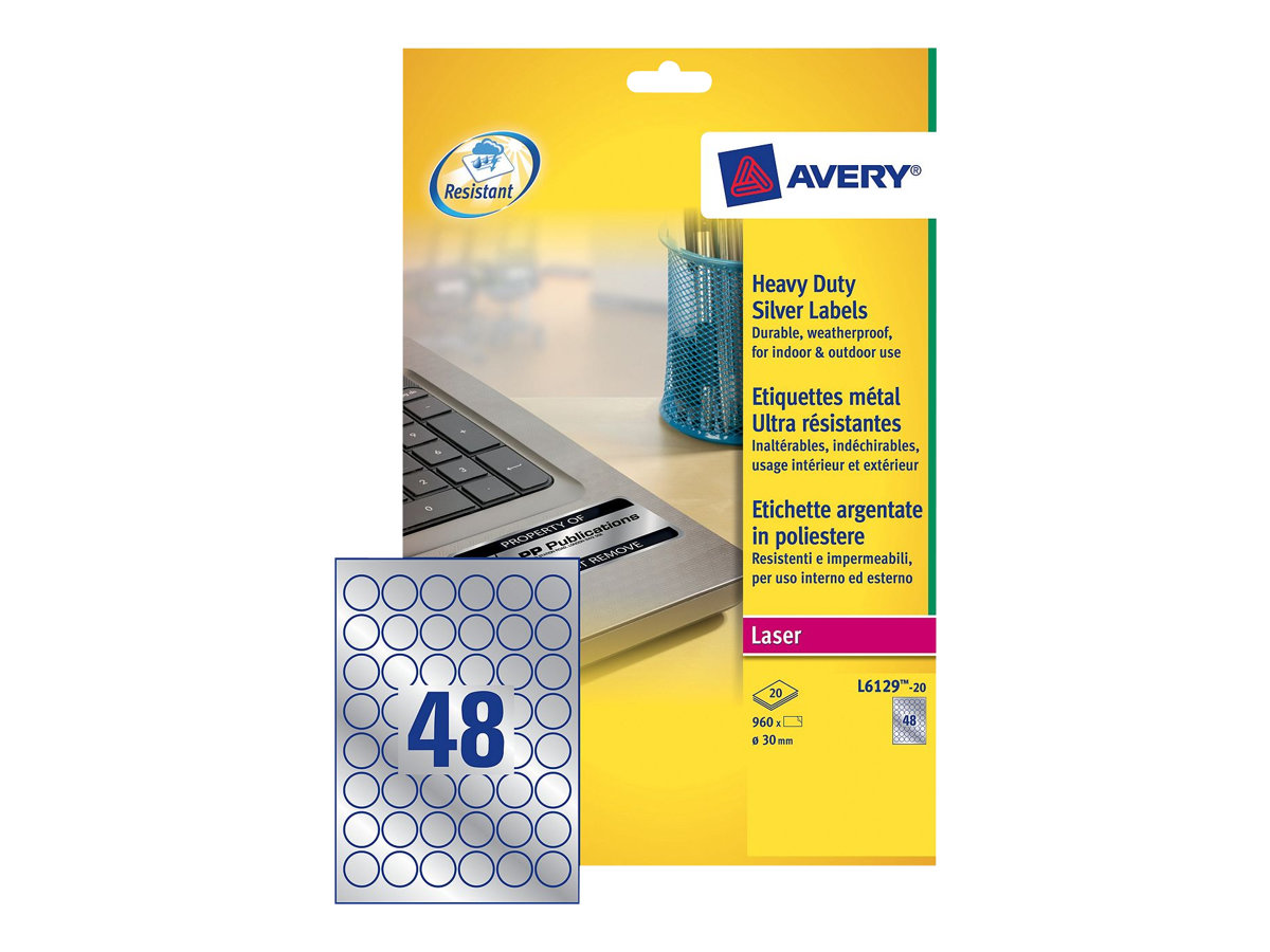 960 AVERY Zweckform Typenschildetiketten L6129-20 silber 30,0 x 30,0 mm 960 AVERY Zweckform Typenschildetiketten L6129-20 silber 30,0 x 30,0 mm