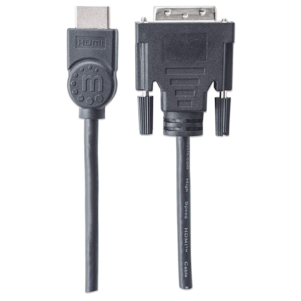 MANHATTAN HDMI DVI Kabel 1,8m schwarz HDMI 19Pol Stecker auf DVID 241 Stecker vergoldete Kontakte