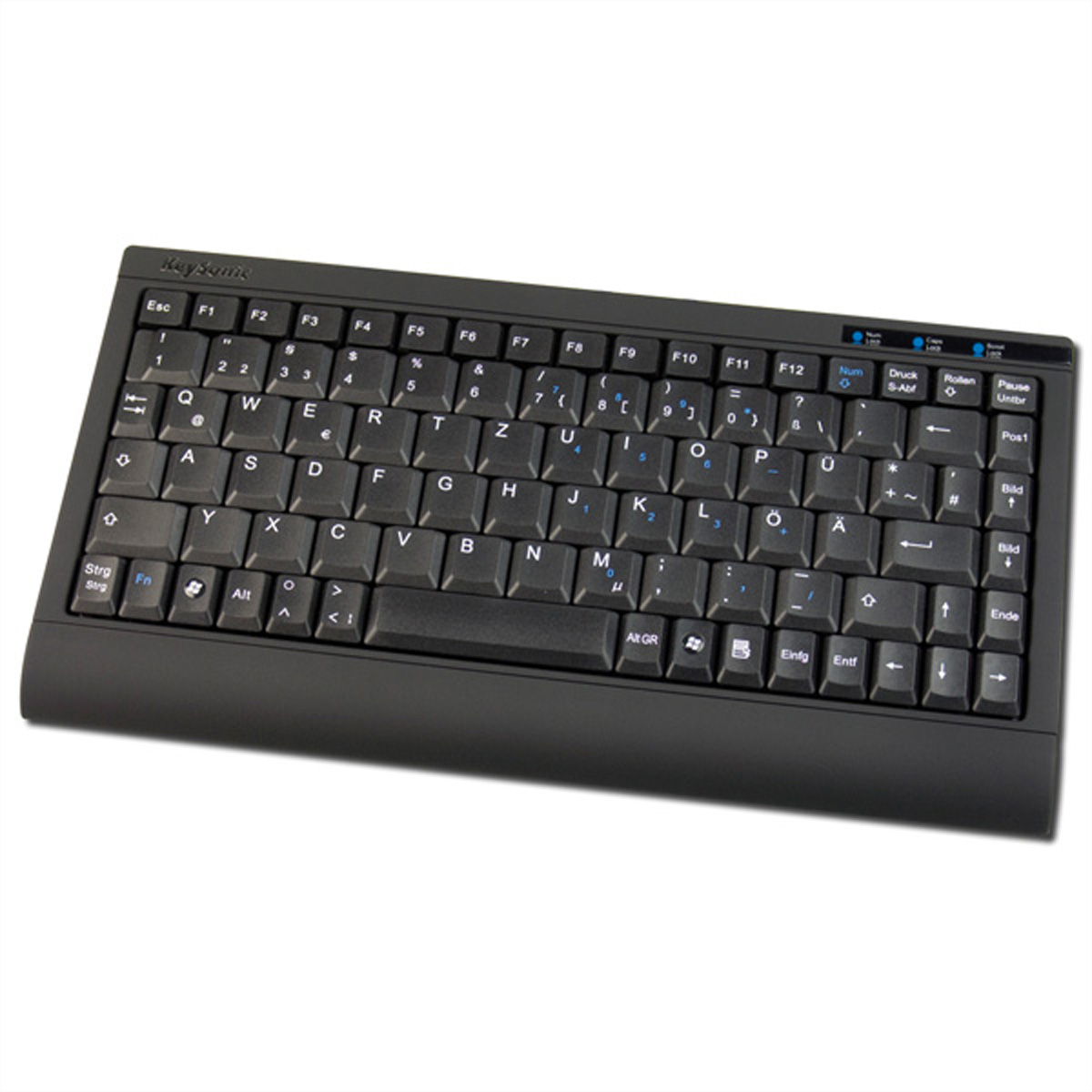 KEYSONIC ACK-595C+  Mini-Tastatur schwarz in flacher Bauform geringe Abmessungen Soft-Touch-Membrantechnologie Status-LEDs (DE)