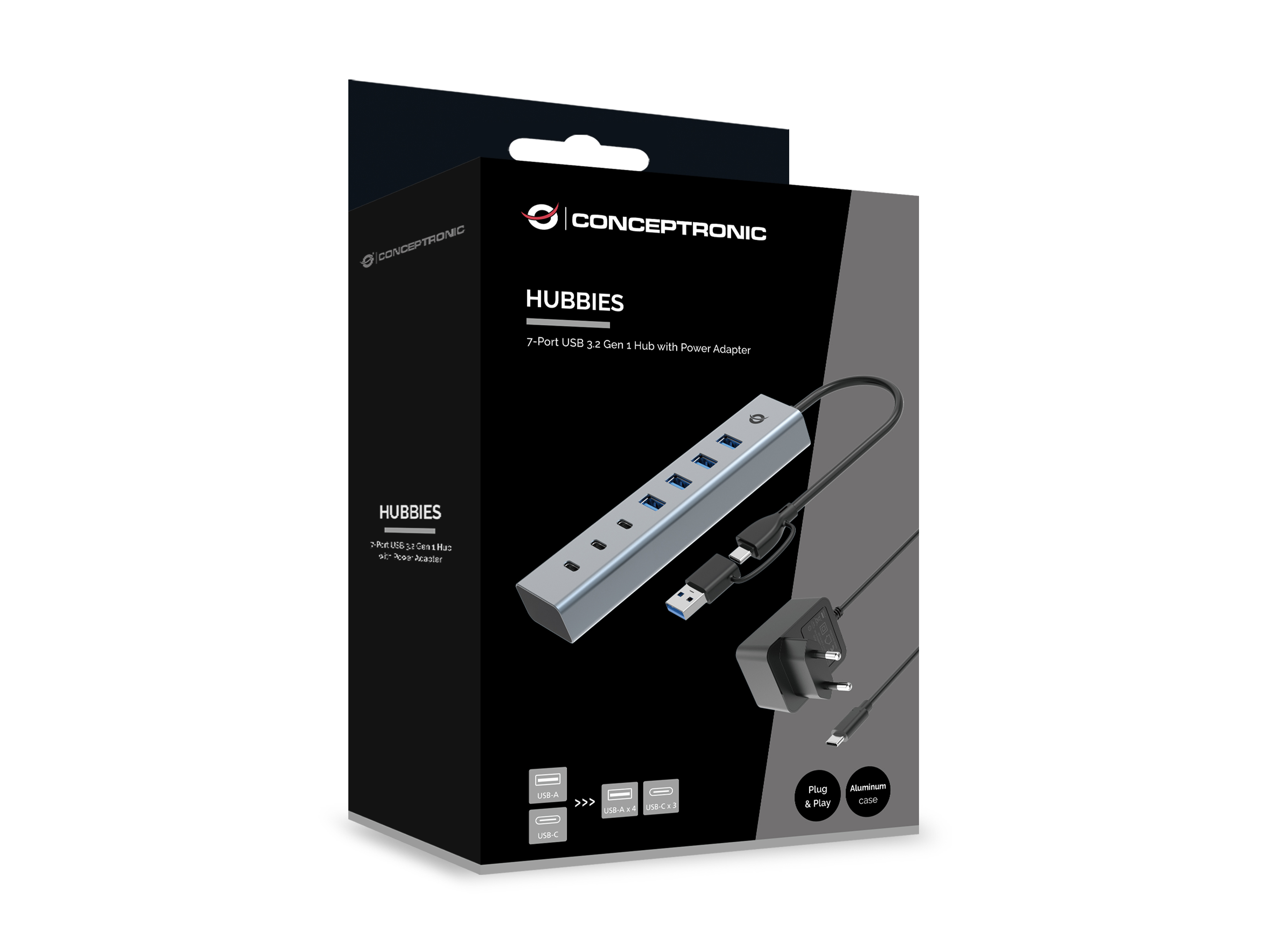 CONCEPTRONIC 7Port Hub USBA30C Adap4xA30mNetz gr