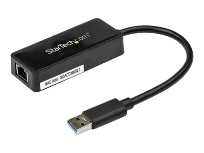 StarTech.com USB 3.0 SuperSpeed auf Gigabit Ethernet Lan Adapter mit USB Port - 10/100/1000 RJ45 NIC Netzwerkadapter - St/Bu - Schwarz - Netzwerkadapter - USB 3.0 - Gigabit Ethernet