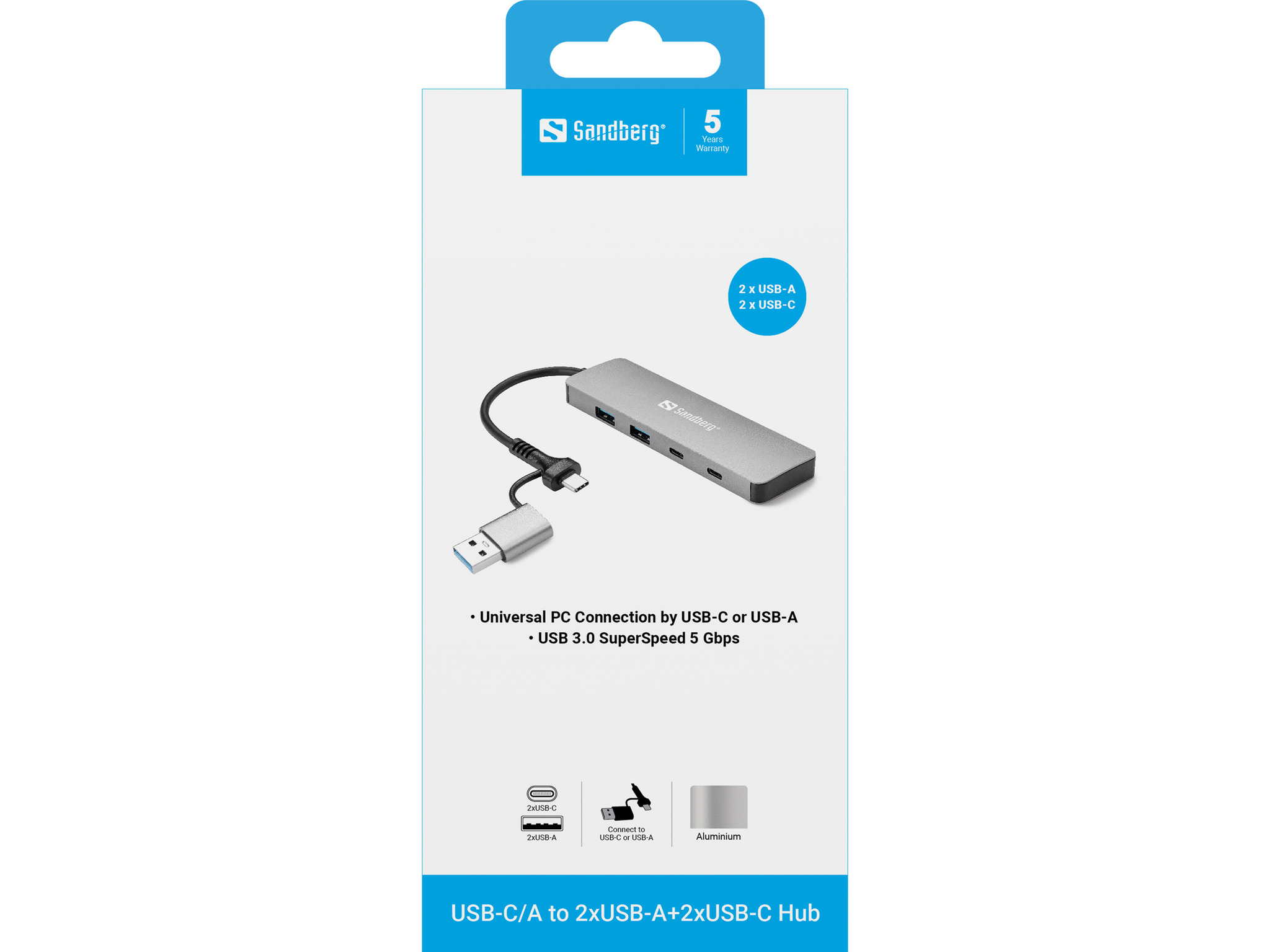SANDBERG USBCA to 2xUSBA2xUSBC Hub