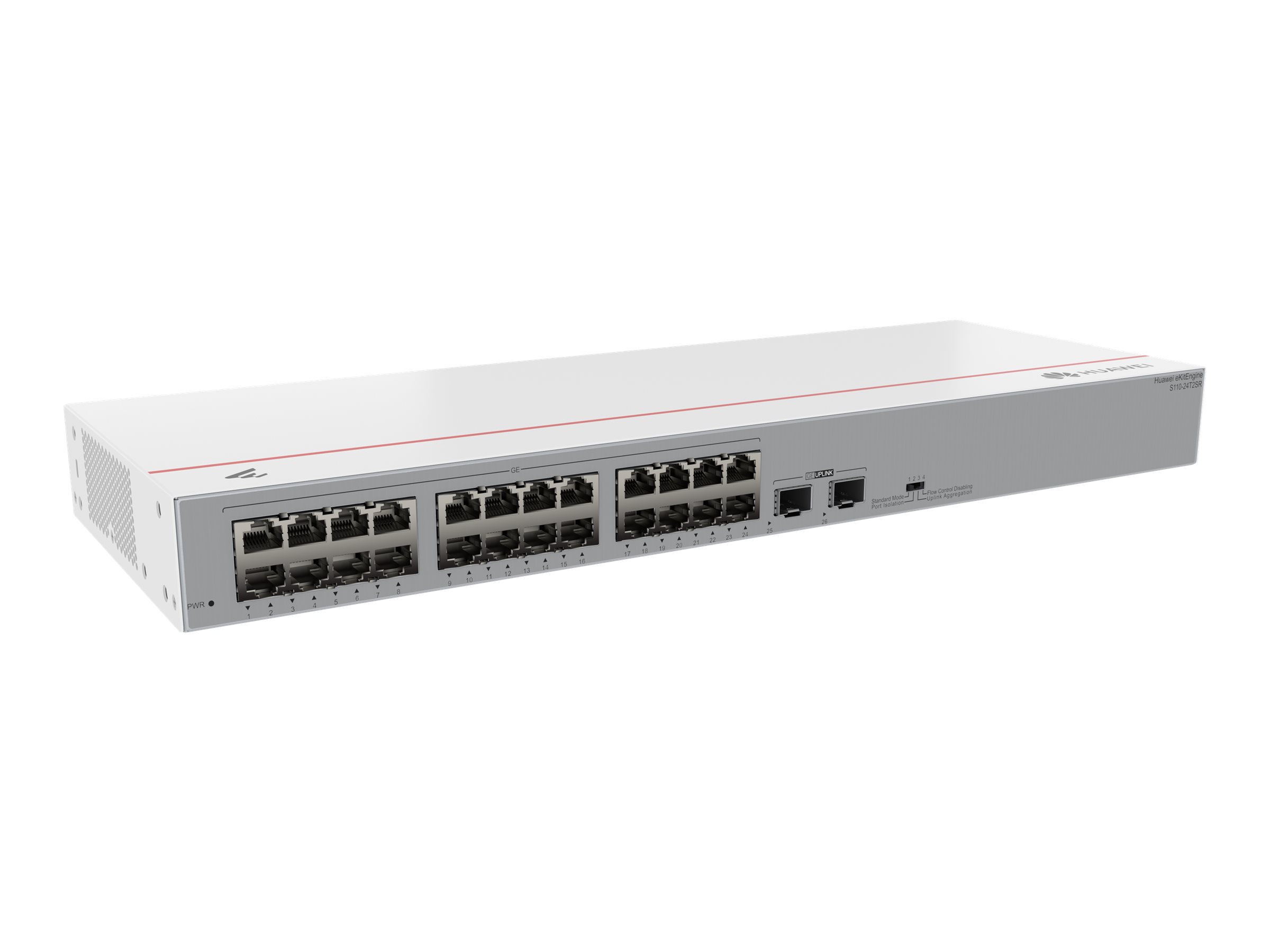 HUAWEI Switch S110-24T2SR 24x10/100/1000BASE-T ports 2xGE SFP ports AC power eKit HUAWEI Switch S110-24T2SR 24x10/100/1000BASE-T ports 2xGE SFP ports AC power eKit
