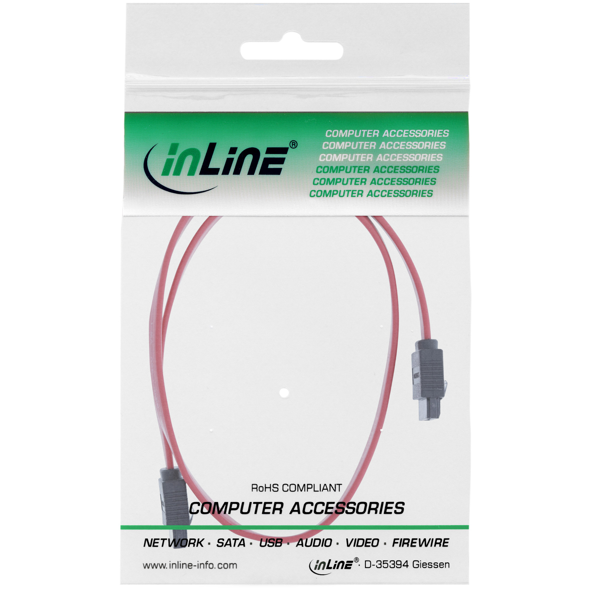 INLINE SATA Kabel 6Gb/s mit Sicherheitslasche 1m rot