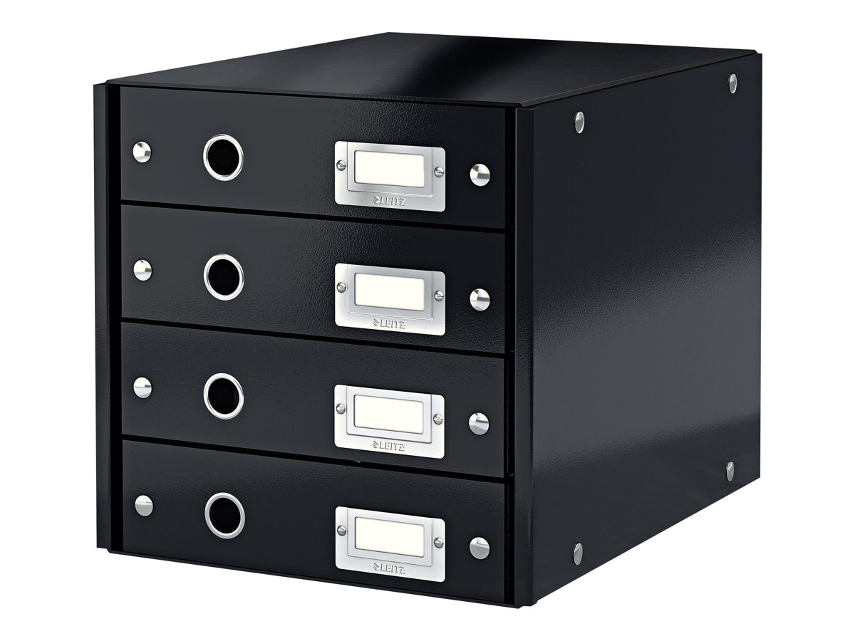 LEITZ Schubladenbox Click & Store  schwarz 60490095, DIN A4 mit 4 Schubladen