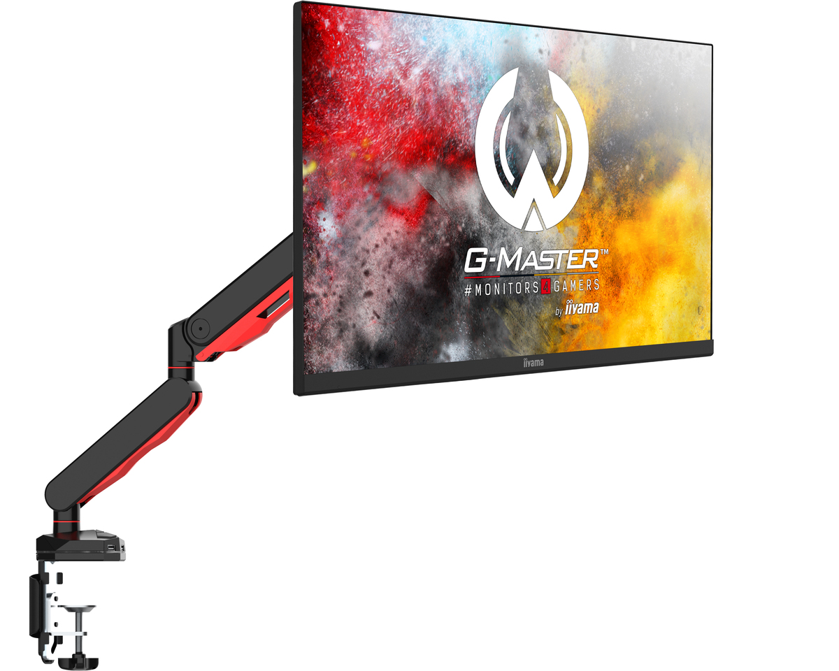 IIYAMA DSG3001CR1 Gaming desk mount for single monitor with height adjustable VESA 75x75 or 100x100mm USB ports