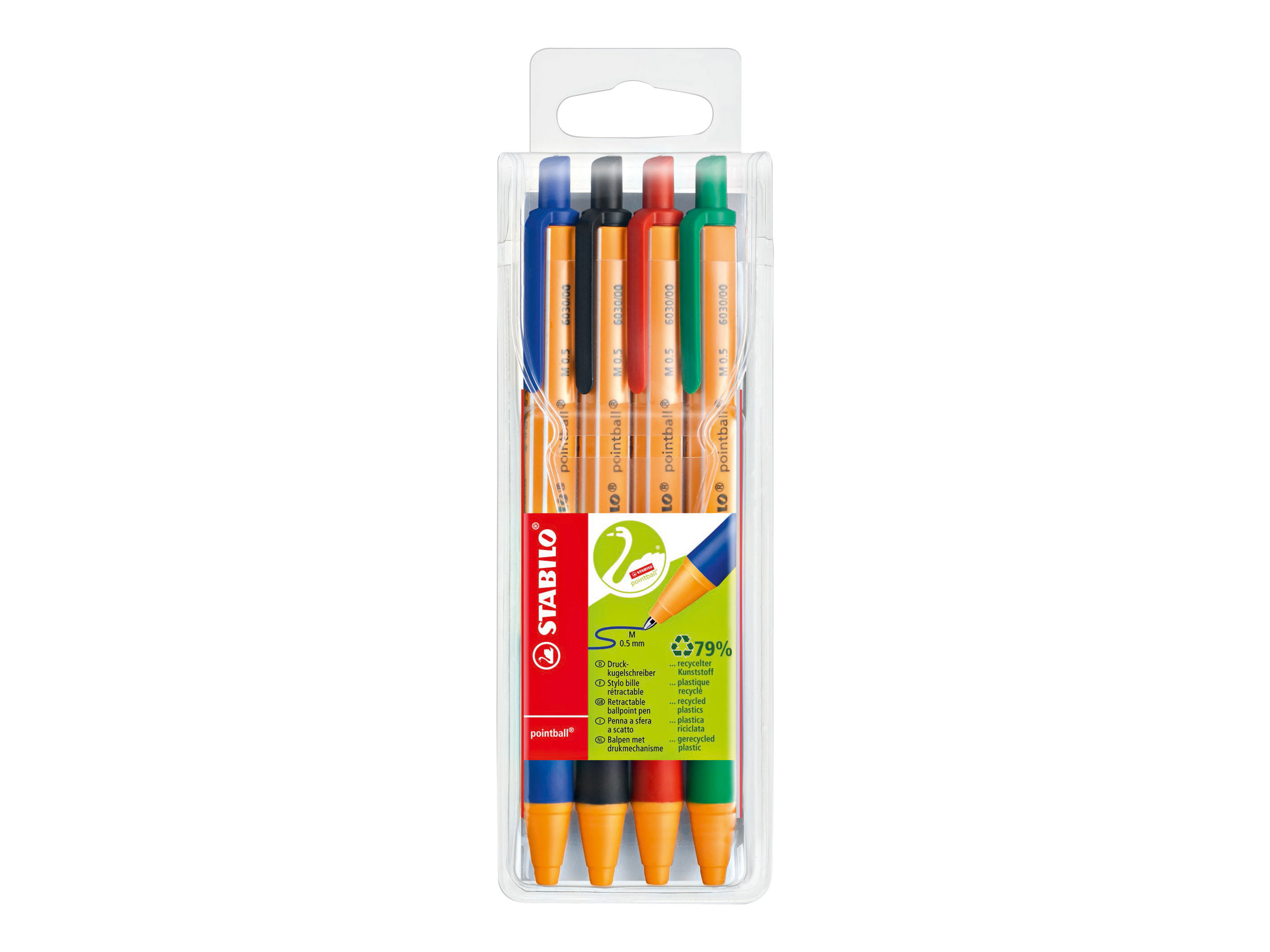 STABILO Kugelschreiber pointball orange, Schreibfarbe: farbsortiert, 4 St. STABILO Kugelschreiber pointball orange, Schreibfarbe: farbsortiert, 4 St.