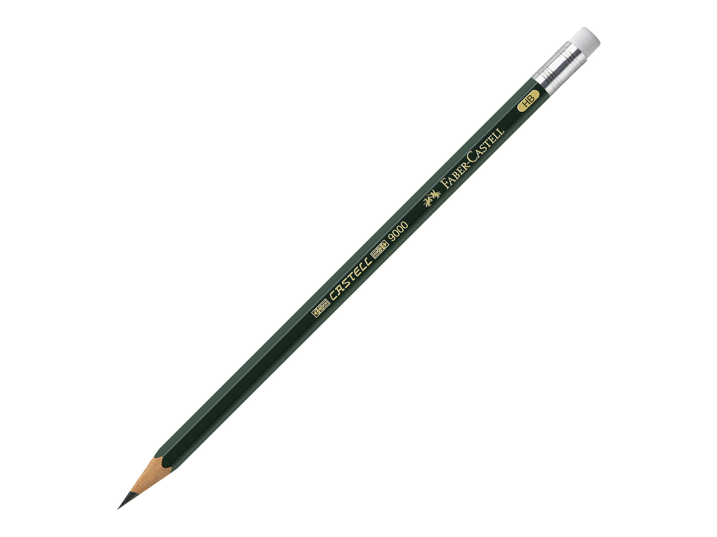 FABERCASTELL 9000 Bleistifte HB grün mit Radierer, 12 St