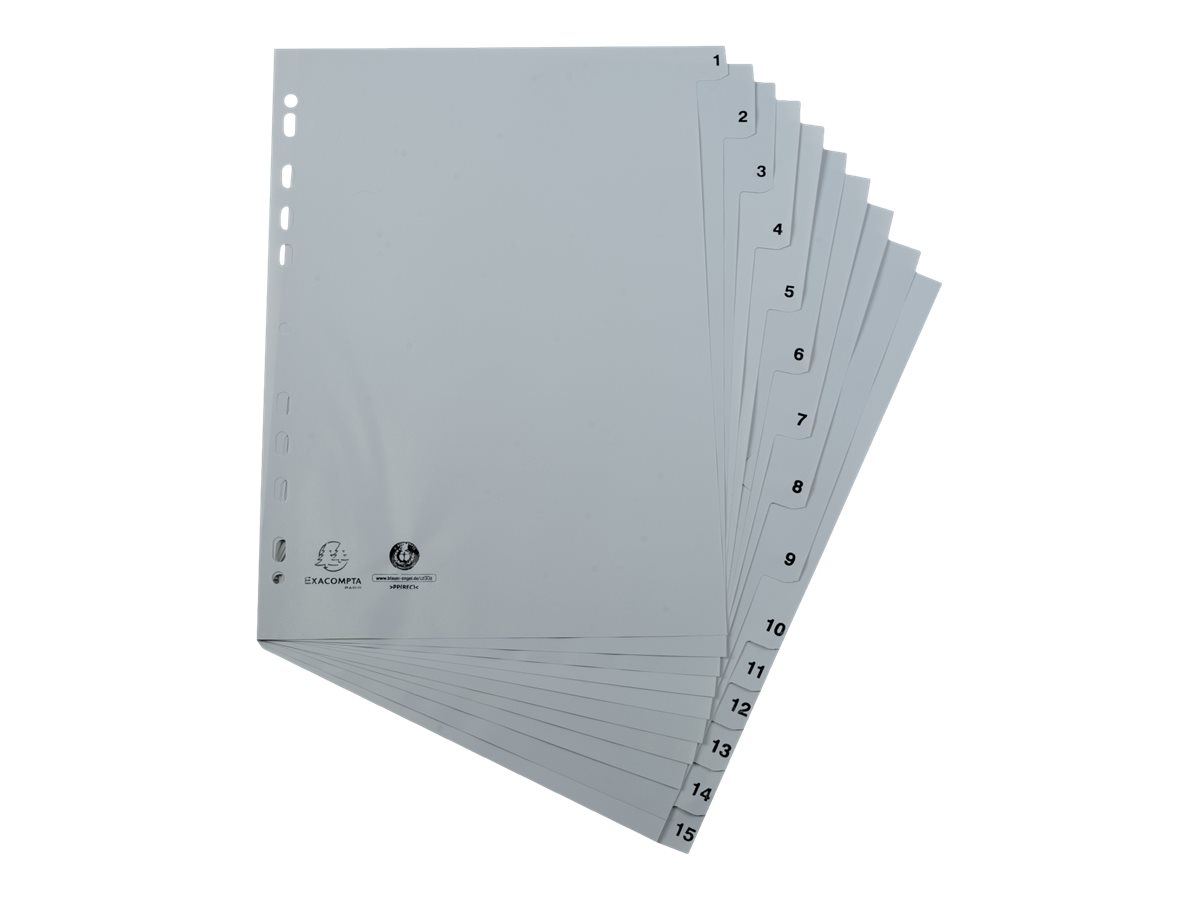 Exacompta Ordnerregister Vollformat 1-15 grau 15-teilig, 1 Satz Exacompta Ordnerregister Vollformat 1-15 grau 15-teilig, 1 Satz