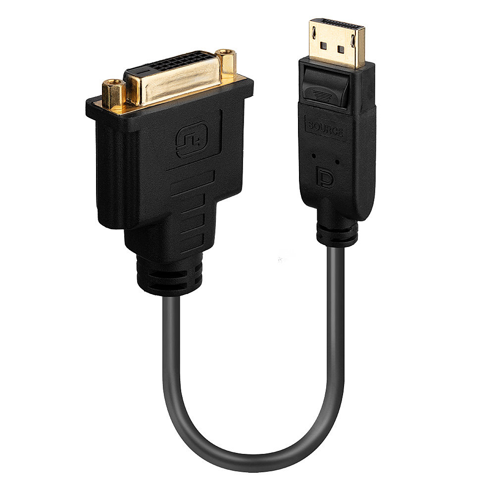 LINDY DisplayPort Stecker an DVI-D Buchse, mit Chip LINDY DisplayPort Stecker an DVI-D Buchse, mit Chip