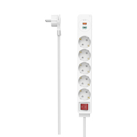 hama 5-fach Steckdosenleiste mit Schalter 1,4 m weiss mit USB-Buchse hama 5-fach Steckdosenleiste mit Schalter 1,4 m weiss mit USB-Buchse