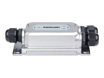 INTELLINET 2-Port Outdoor Gigabit Ultra PoE Extender mit Vandalismusschutz 2x30W verlaengerte Reichweite um 100m IP67 und IK10