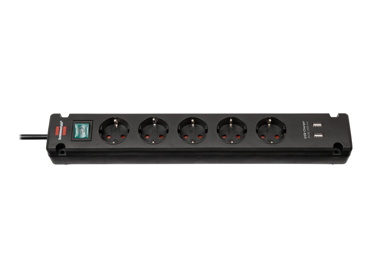 brennenstuhl Bremounta USB-A 5-fach Steckdosenleiste mit Schalter 3,0 m schwarz mit USB-Buchse brennenstuhl Bremounta USB-A 5-fach Steckdosenleiste mit Schalter 3,0 m schwarz mit USB-Buchse