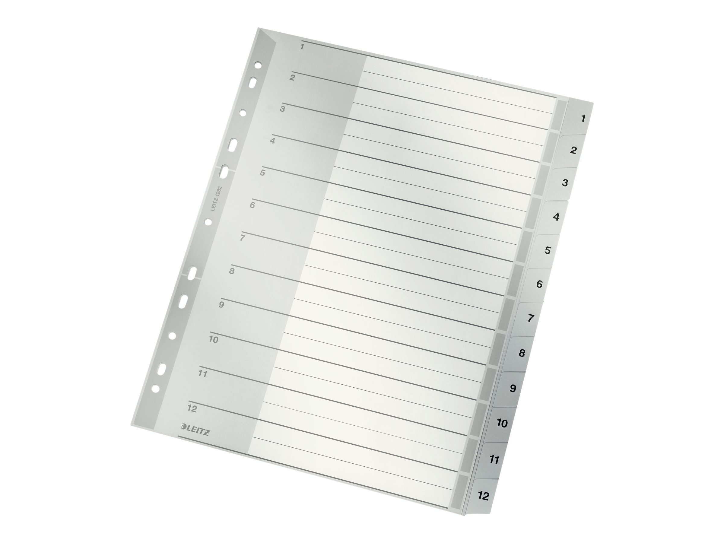 LEITZ Ordnerregister 1282 Vollformat, ueberbreite 1-12 grau 12-teilig, 1 Satz LEITZ Ordnerregister 1282 Vollformat, ueberbreite 1-12 grau 12-teilig, 1 Satz