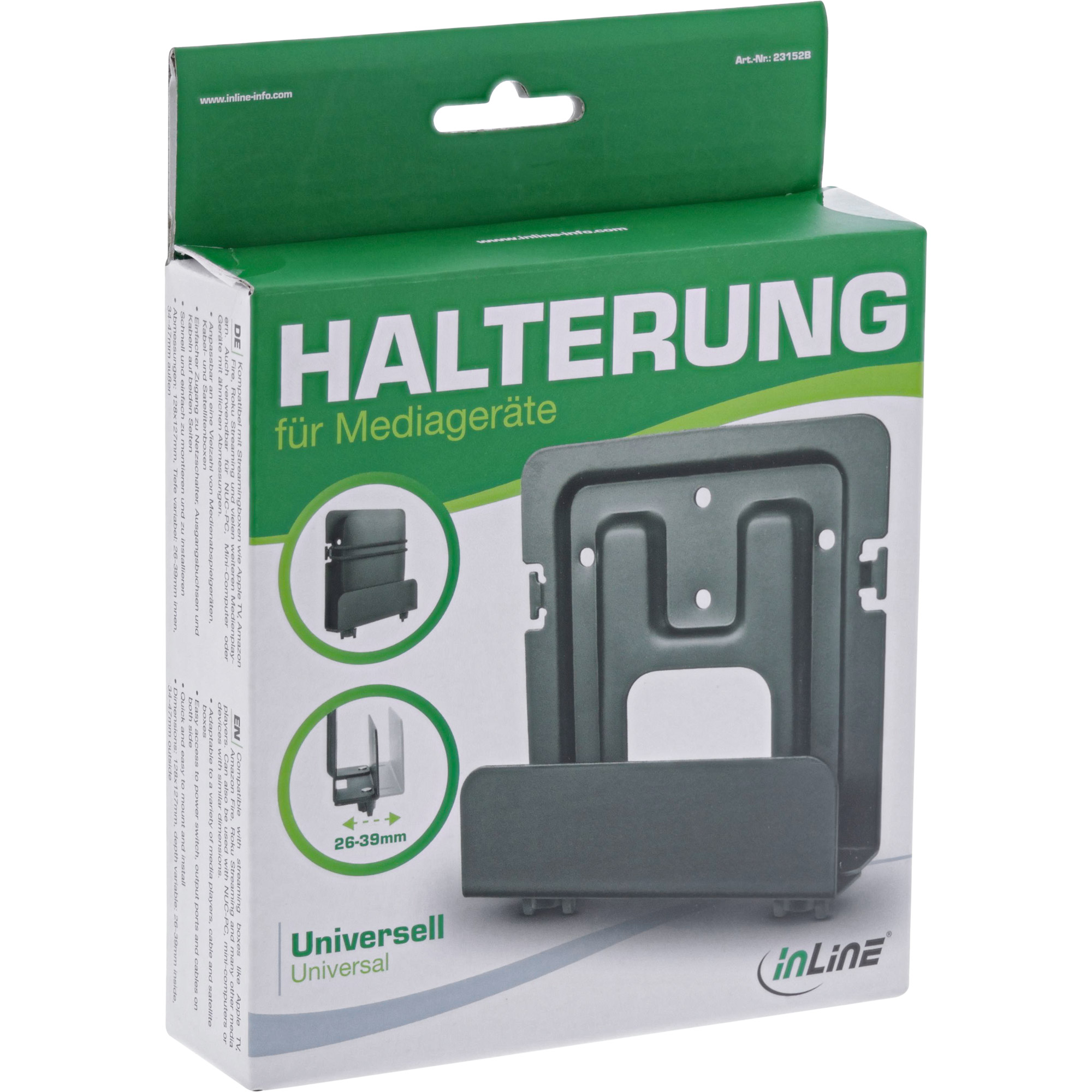 INLINE Halterung fuer Mediageraete und Streaming Boxen 32-46mm