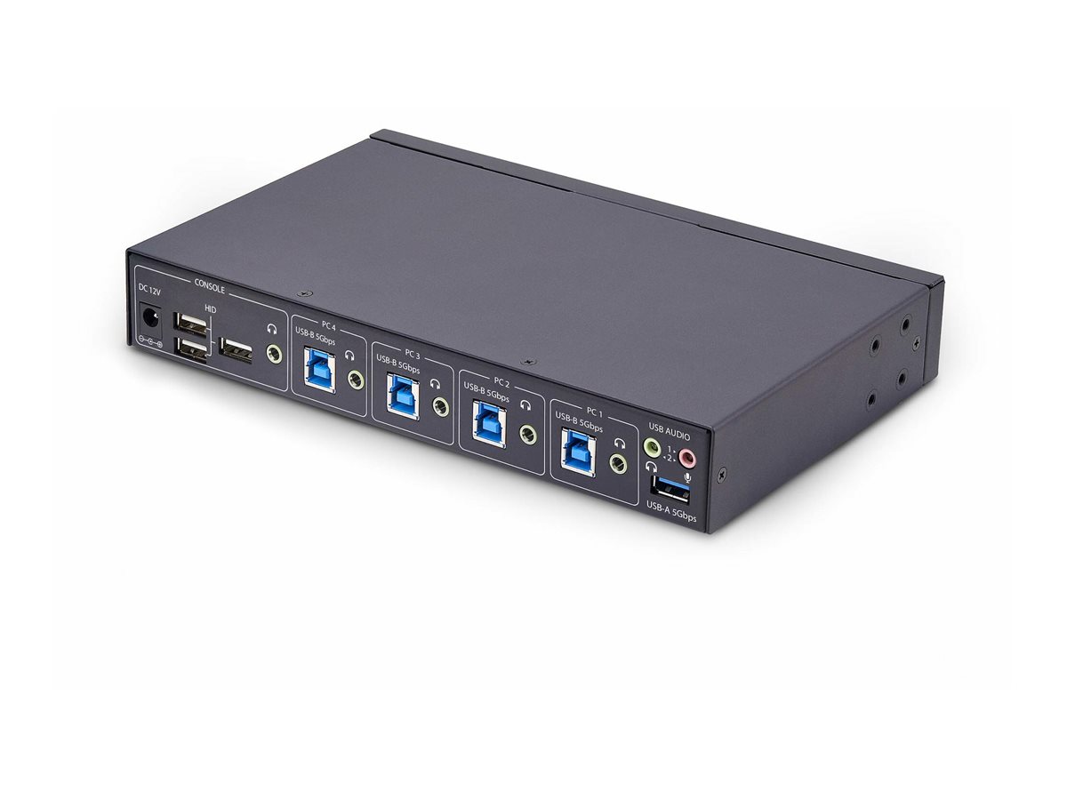 STARTECH.COM 4-Port KM Switch mit Maus-Roaming USB 3.0 Umschalter Tastatur und Maus Switch 3,5mm/USB Audio TAA Konform