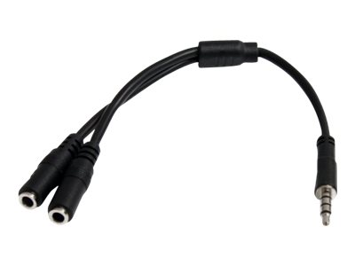 StarTech.com 3,5mm Klinke Audio Y-Kabel - 4 pol. auf 3 pol. Headset Adapter für Headsets mit Kopfhörer / Microphone Stecker - St/Bu - Headset-Splitter - 20 cm