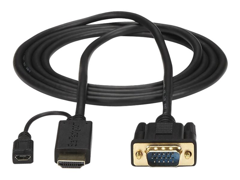 StarTech.com 1,8m aktives HDMI auf VGA Konverter Kabel - HDMI zu VGA Adapter 180cm - Schwarz - 1920x1200 / 1080p - Videokonverter - Schwarz