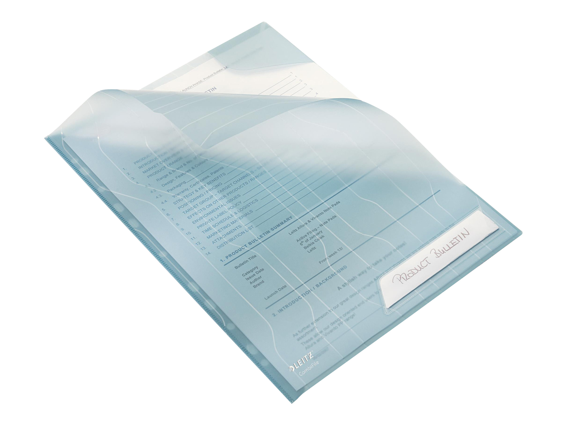 5 LEITZ Prospekthuellen CombiFile DIN A4 blau genarbt 0,20 mm