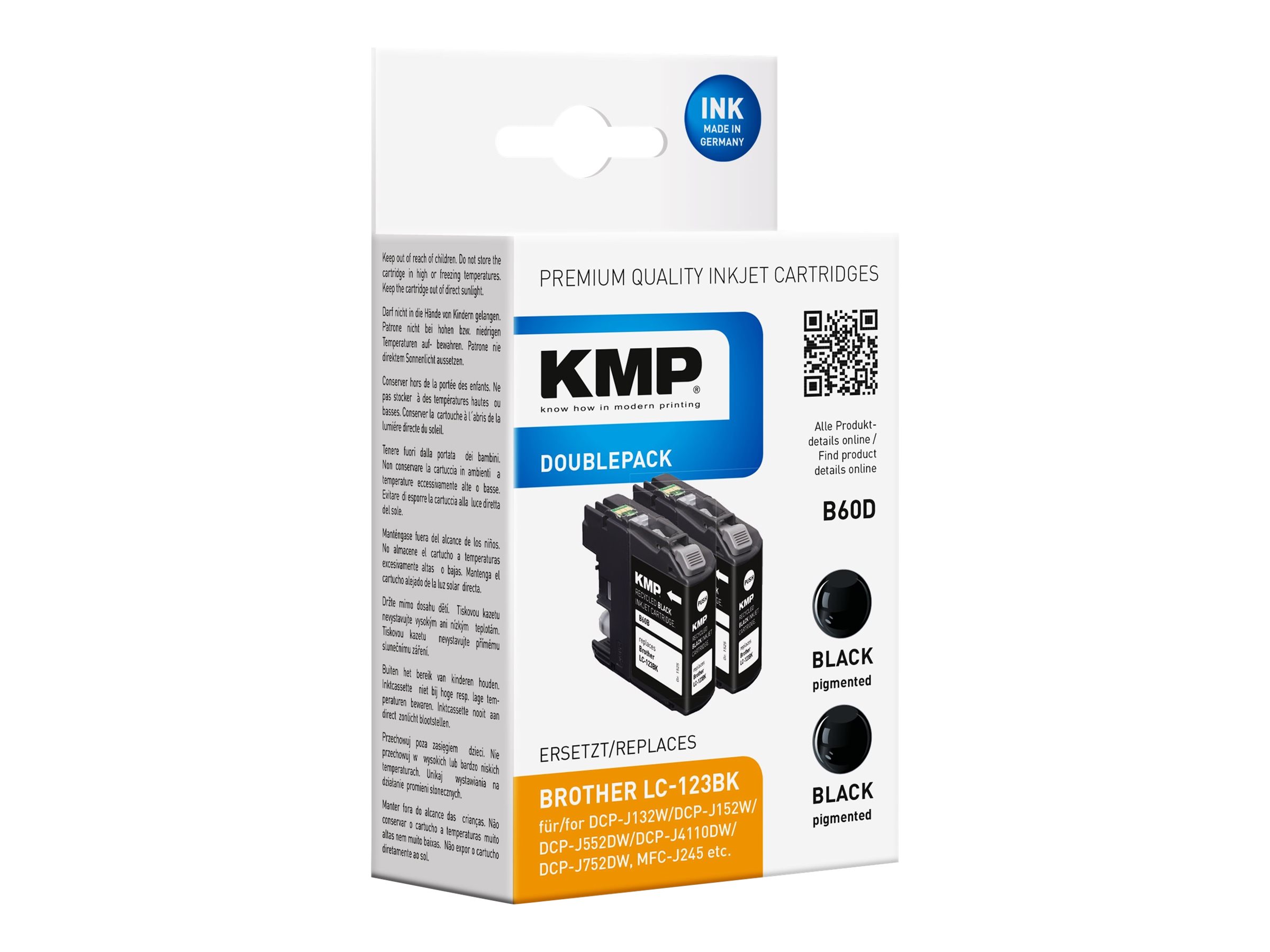 KMP B60D schwarz Druckerpatronen kompatibel zu brother LC-123BK, 2er-Set KMP B60D schwarz Druckerpatronen kompatibel zu brother LC-123BK, 2er-Set