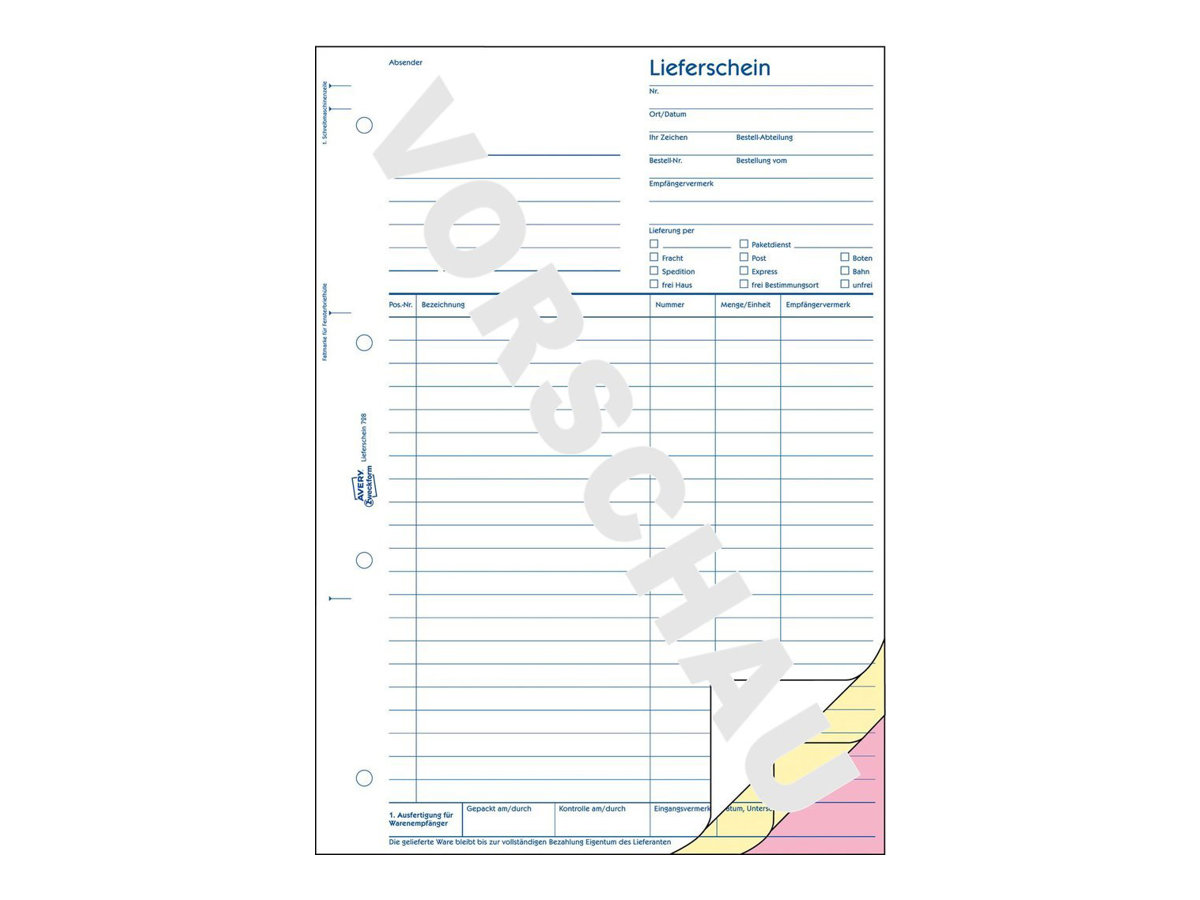 AVERY Zweckform Lieferschein mit Empfangsschein Formularbuch 728