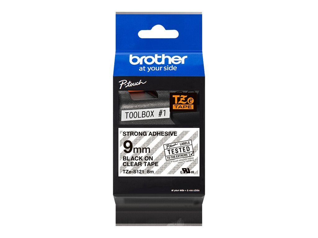 Brother Schriftband TZE-S121 P-Touch - 9 mm - Schwarz