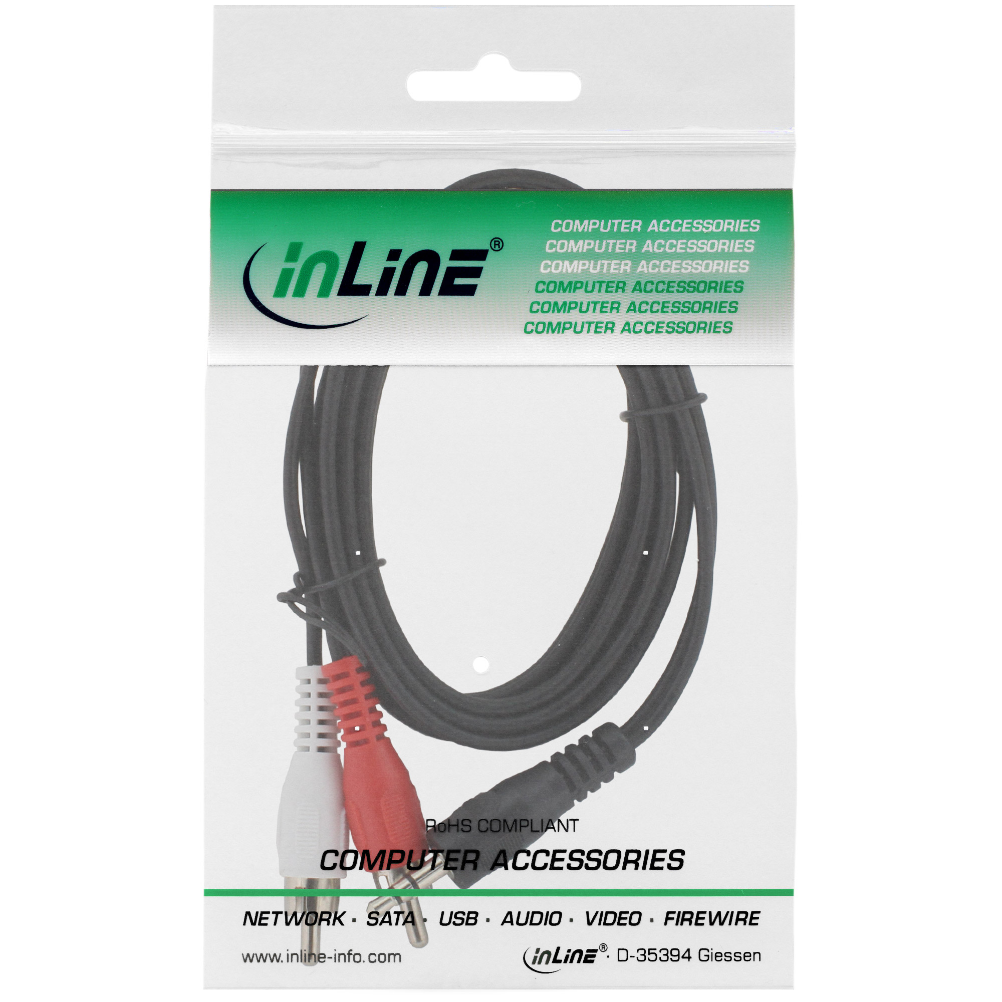 INLINE Cinch/Klinke Kabel 2x Cinch Stecker an 3.5mm Klinke Stecker 7m
