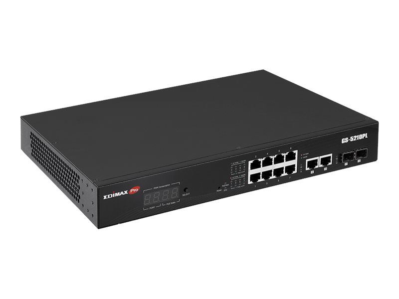 Edimax ueberwachungs-VLAN 12-Port Gigabit PoE+ Web Smart Switch fuer Langstrecken