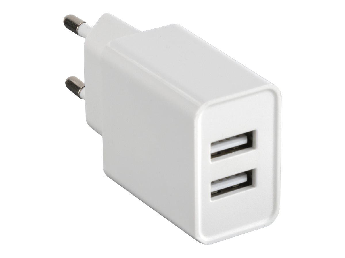 4smarts Ladegerät VoltPlug Dual 12W - weiß Kompakter und leistungsstarker Universal USB-Steckerlader mit zwei USB-Ausgängen