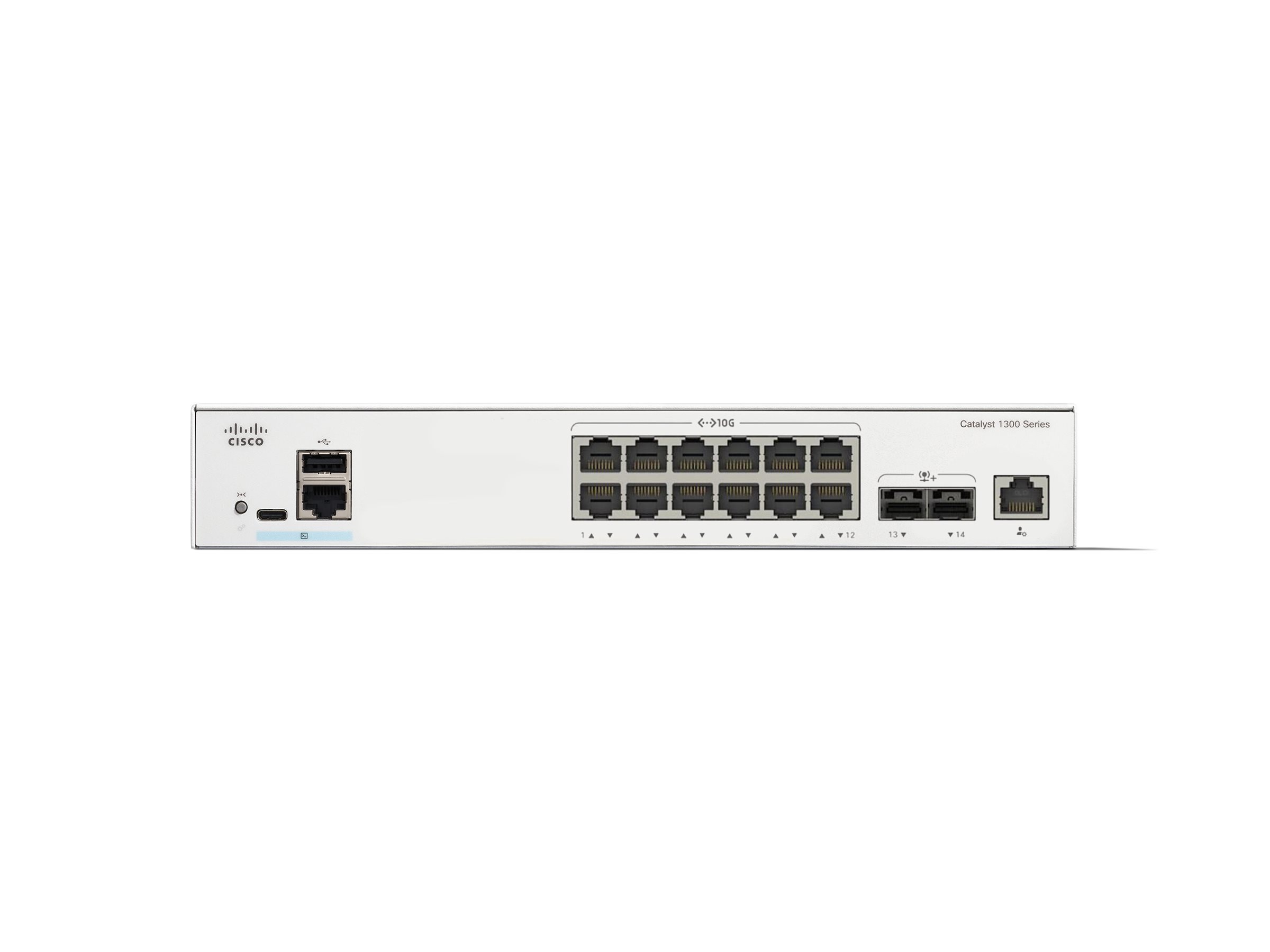 CISCO Catalyst 1300 12-Port Switch 10 x 10GE RJ45 2 x 10GE SFP+ Uplinks CISCO Catalyst 1300 12-Port Switch 10 x 10GE RJ45 2 x 10GE SFP+ Uplinks