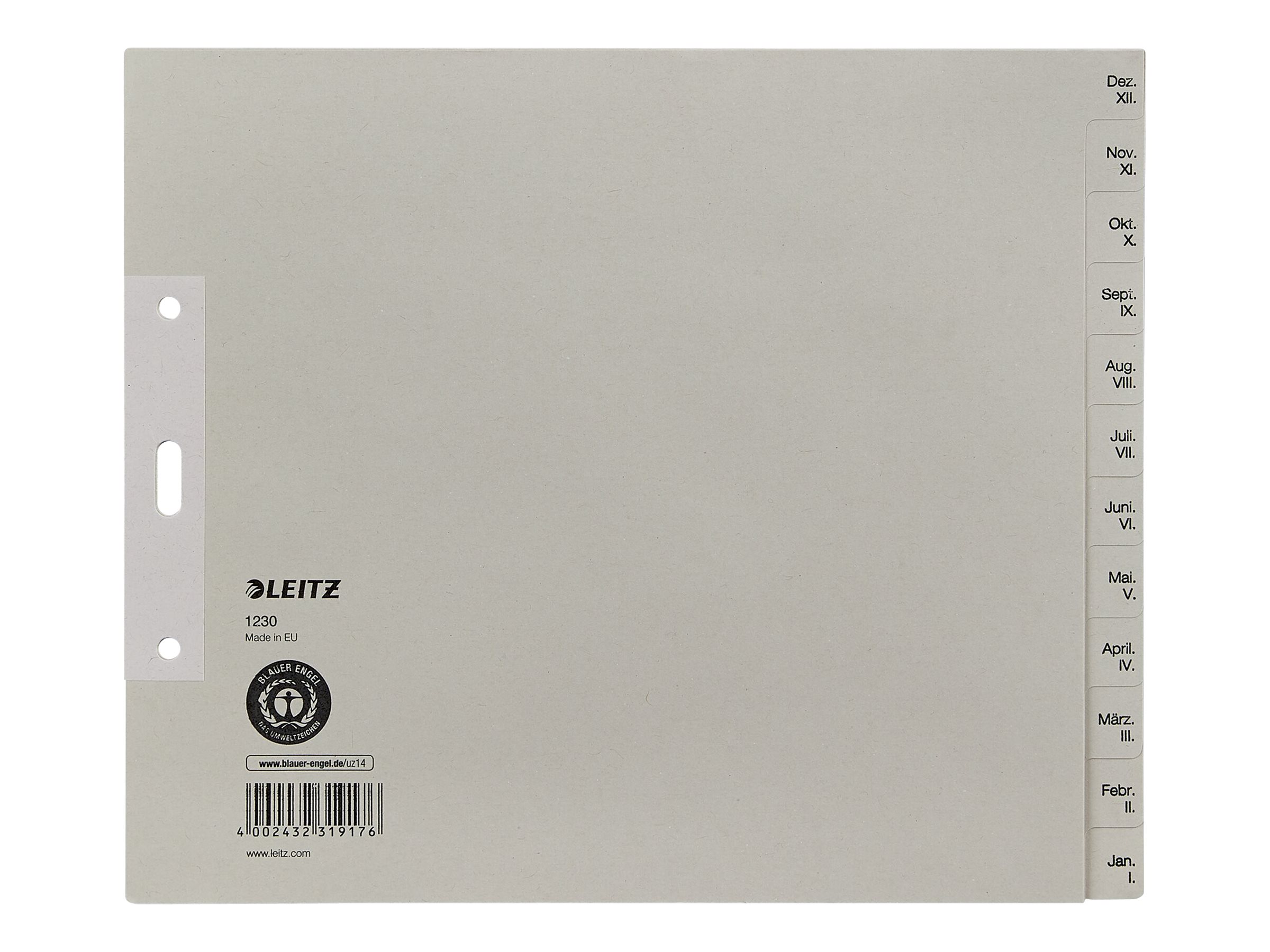 LEITZ Ordnerregister 1230 Halbformat, ueberbreite Dez.-Jan. grau 12-teilig, 5 Satz LEITZ Ordnerregister 1230 Halbformat, ueberbreite Dez.-Jan. grau 12-teilig, 5 Satz
