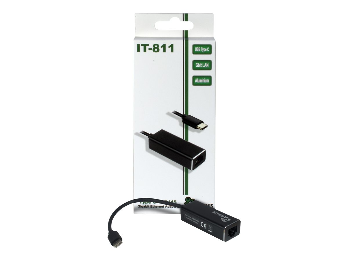 Adapter USBC Gigabit Lan RJ45 1000 MBits InterTech Black