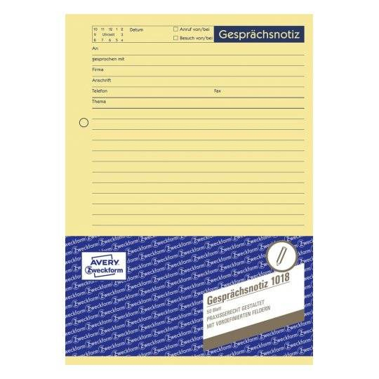AVERY Zweckform Gespraechsnotiz Formularbuch 1018