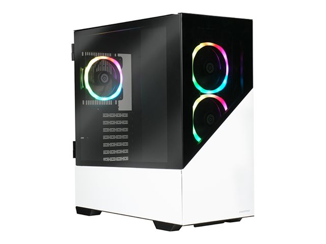 ENERMAX K8 Weiss ATX Mid Tower Gaming PC-Gehäuse ausgehärtetem Glas inkl. 3 x ARGB PWM 12cm Lüfter - USB3.2 Gen1 und USB3.2 Type C