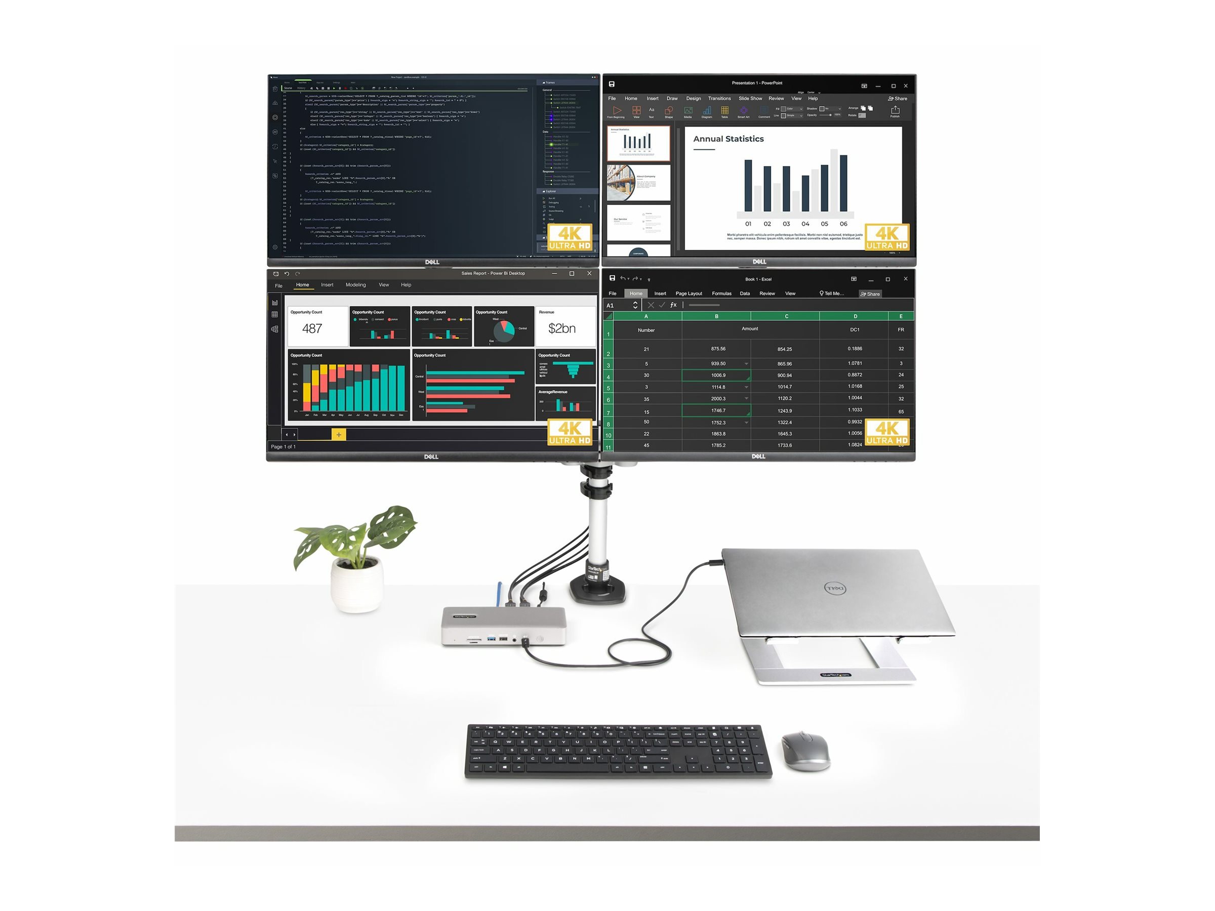 STARTECH.COM Thunderbolt 4 Dockingstation Multi Monitor Dock fur 4monitore 2x HDMI/2x DP 2.5 GbE 98W PD USB4/USBC/TB3