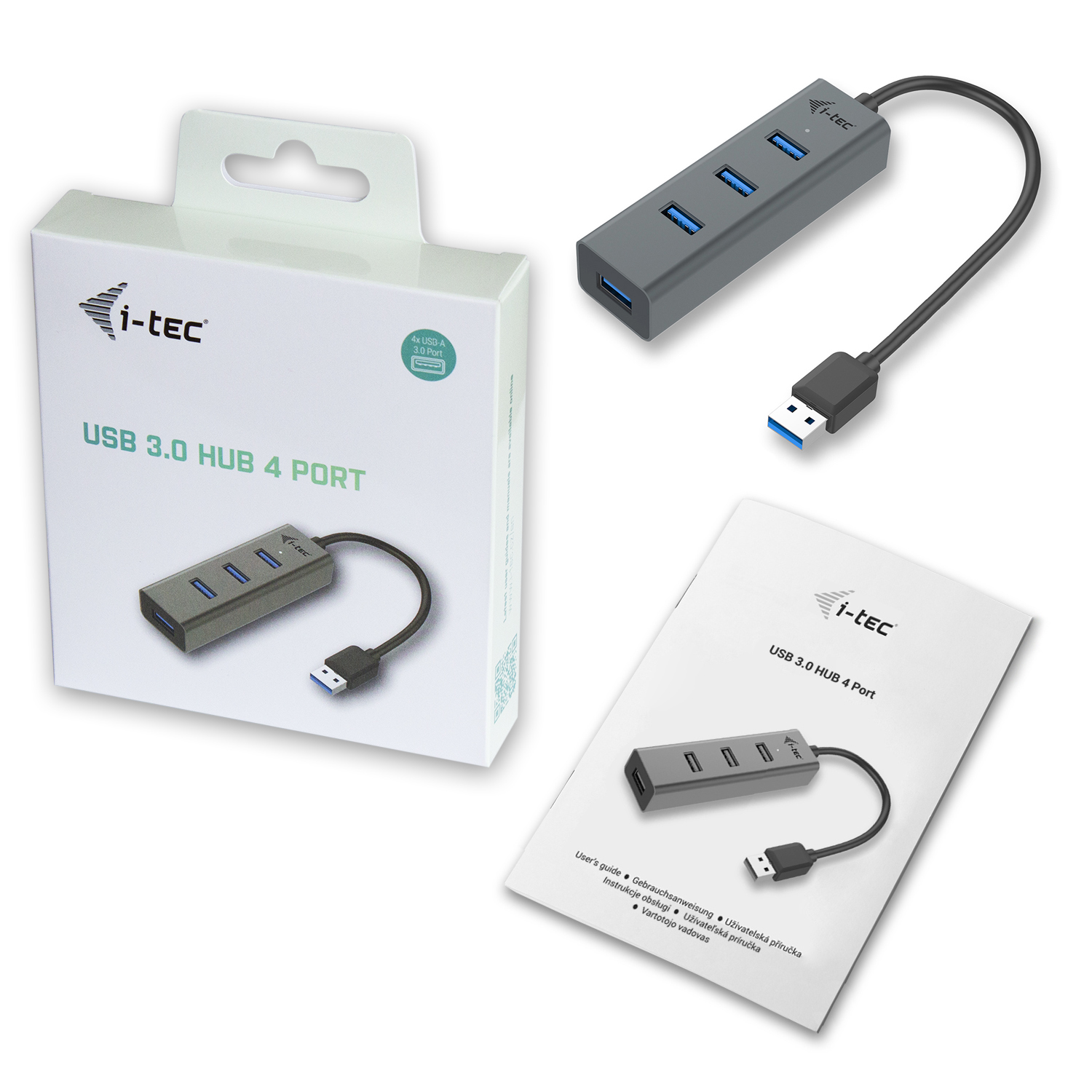 ITEC USB 30 Metal HUB 4 port ohne Netzteil ideal fuer Notebook Ultrabook Tablet PC Unterstuetzt Win und Mac OS