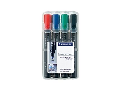 STAEDTLER Lumocolor Permanentmarker farbsortiert 2,0 mm, 4 St. STAEDTLER Lumocolor Permanentmarker farbsortiert 2,0 mm, 4 St.