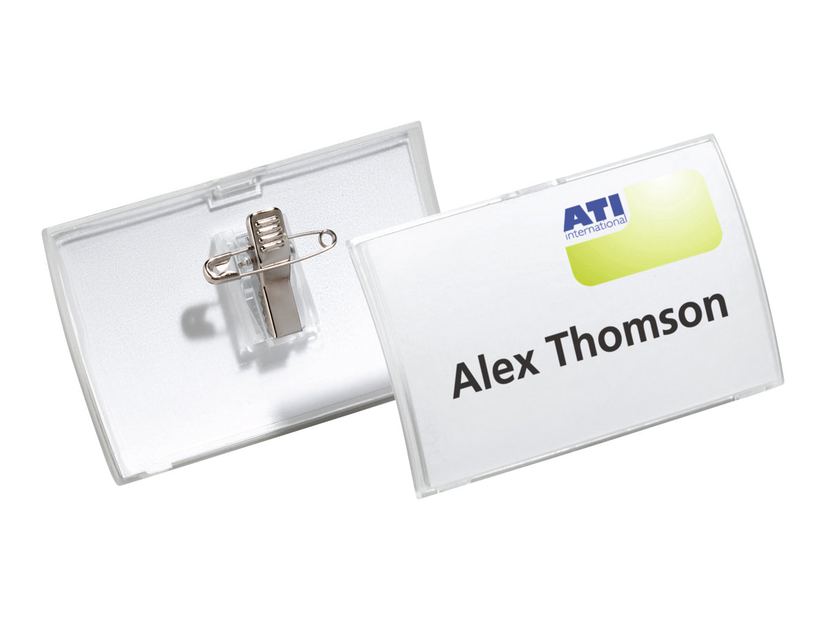 25 DURABLE Click Fold Namensschilder mit Kombiklemme 9,0 x 5,4 cm