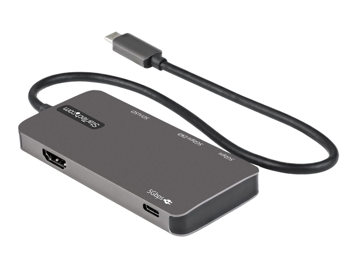 STARTECH.COM USB-C Multiport Adapter USB-C auf 4K 30Hz HDMI 100W Power Delivery Pass-Through Mini Dock mit SD/MicroSD Slot